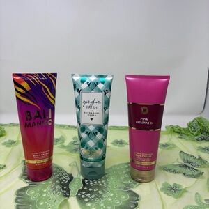 Set of 3 Bath & Body Works Body Cream-Bali Mango, Gigham Fresh, Pink Obsessed